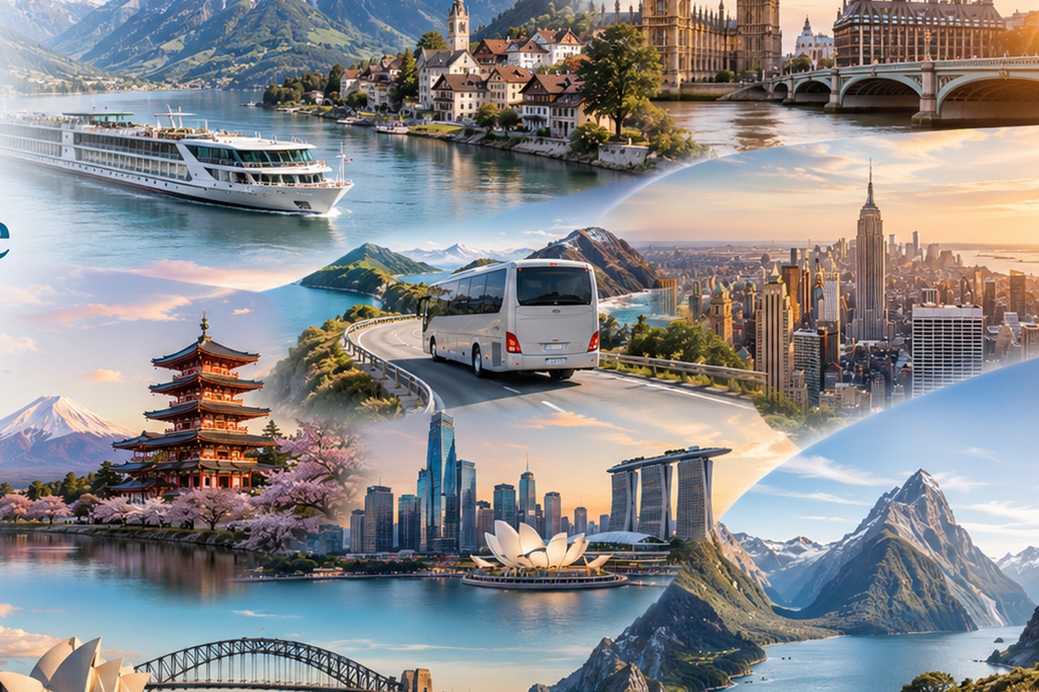 Global scenic tour collage