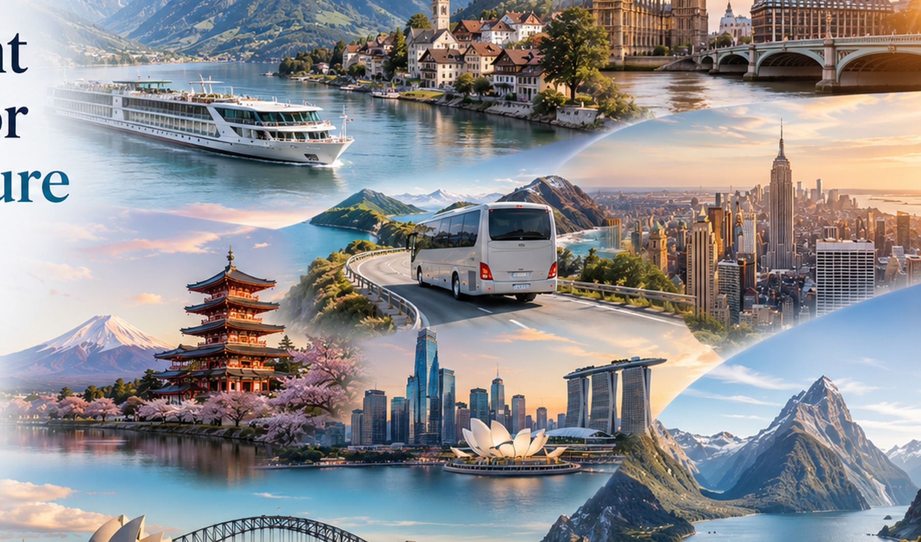 Global scenic tour collage